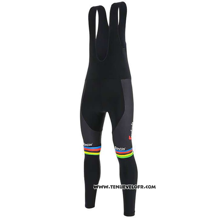 2020 Maillot Ciclismo UCI Mondo Champion Trek Segafredo Noir Manches Longues et Cuissard